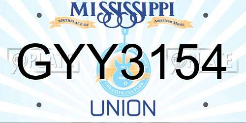 GYY3154 Mississippi License Plate