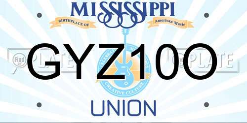 GYZ10O Mississippi License Plate