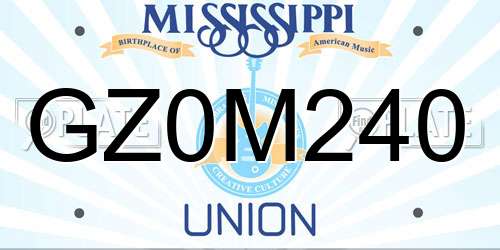 GZ0M240 Mississippi License Plate