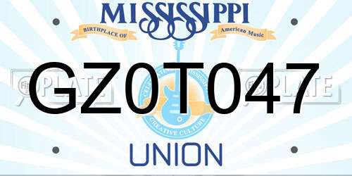 GZ0T047 Mississippi License Plate