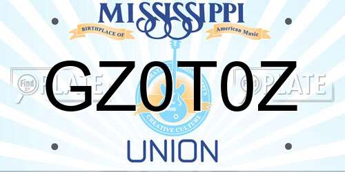 GZ0T0Z Mississippi License Plate