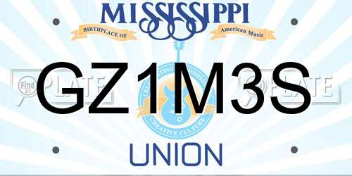 GZ1M3S Mississippi License Plate