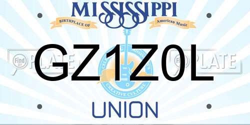 GZ1Z0L Mississippi License Plate