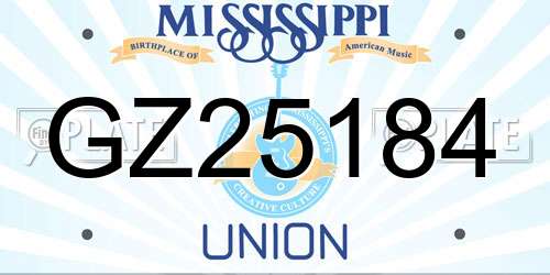 GZ25184 Mississippi License Plate