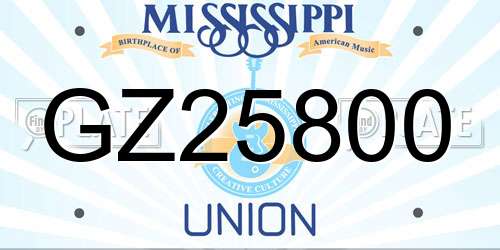 GZ25800 Mississippi License Plate