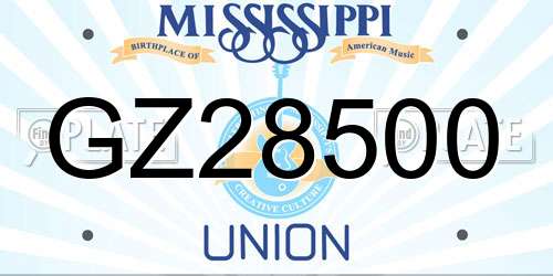 GZ28500 Mississippi License Plate