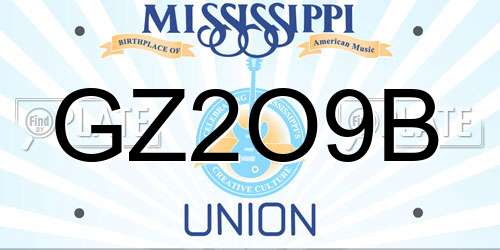 GZ2O9B Mississippi License Plate