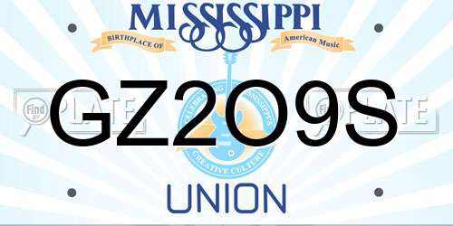 GZ2O9S Mississippi License Plate