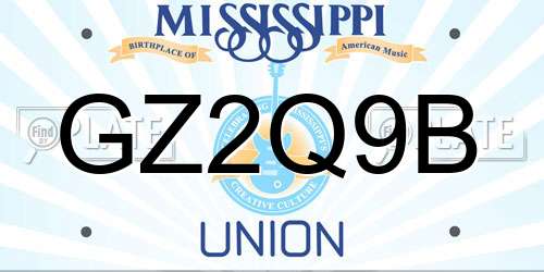 GZ2Q9B Mississippi License Plate