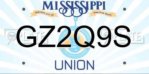 GZ2Q9S Mississippi License Plate