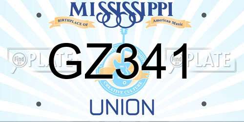 GZ341 Mississippi License Plate