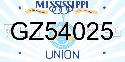 GZ54025 Mississippi License Plate