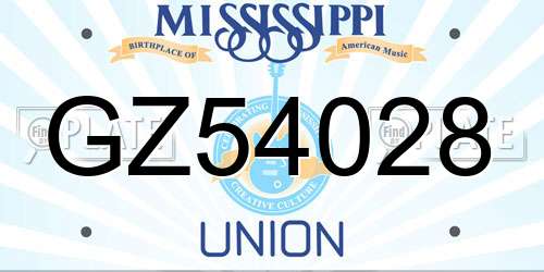 GZ54028 Mississippi License Plate
