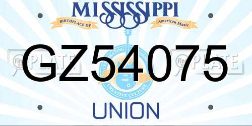 GZ54075 Mississippi License Plate