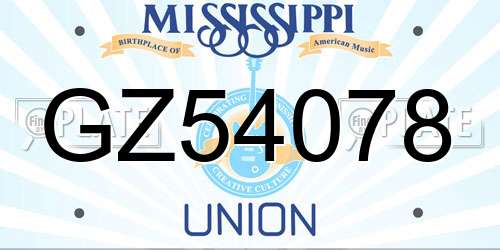 GZ54078 Mississippi License Plate