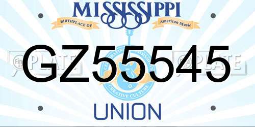 GZ55545 Mississippi License Plate