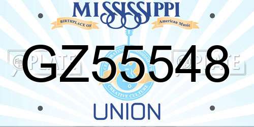 GZ55548 Mississippi License Plate