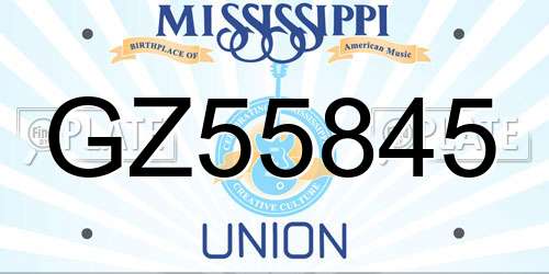 GZ55845 Mississippi License Plate