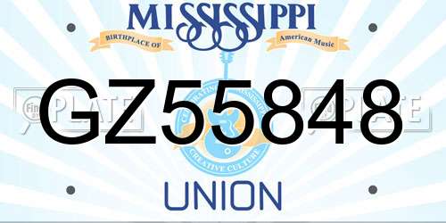 GZ55848 Mississippi License Plate