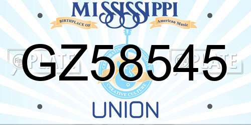 GZ58545 Mississippi License Plate
