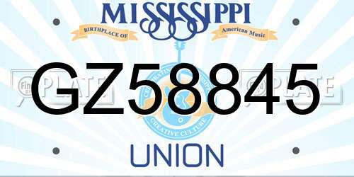 GZ58845 Mississippi License Plate