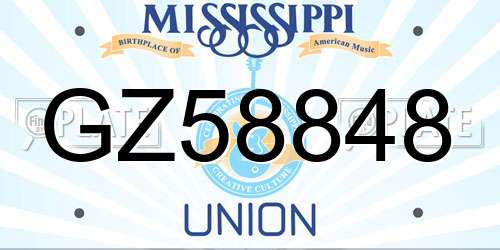 GZ58848 Mississippi License Plate