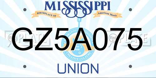 GZ5A075 Mississippi License Plate