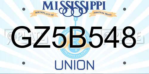 GZ5B548 Mississippi License Plate