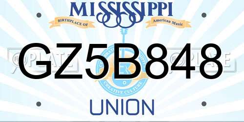 GZ5B848 Mississippi License Plate