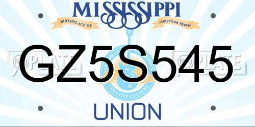 GZ5S545 Mississippi License Plate