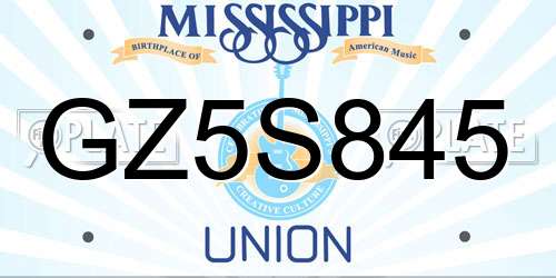 GZ5S845 Mississippi License Plate