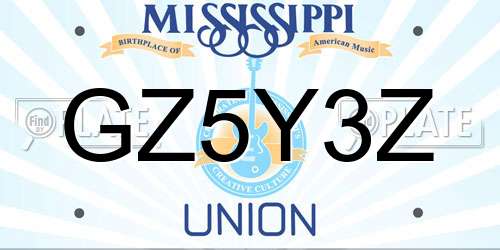 GZ5Y3Z Mississippi License Plate
