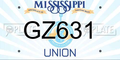 GZ631 Mississippi License Plate