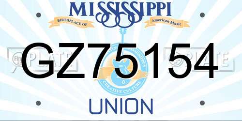 GZ75154 Mississippi License Plate