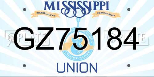 GZ75184 Mississippi License Plate