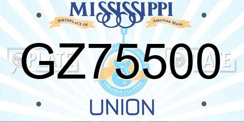 GZ75500 Mississippi License Plate
