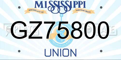 GZ75800 Mississippi License Plate