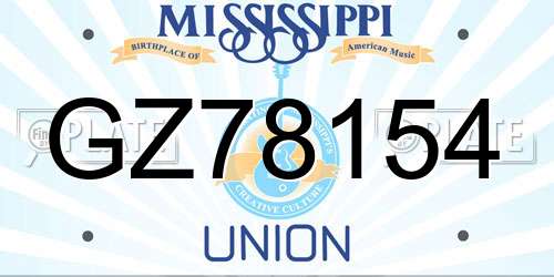 GZ78154 Mississippi License Plate