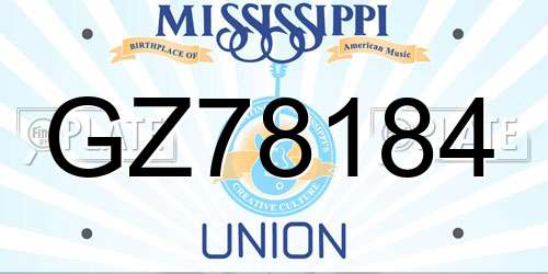 GZ78184 Mississippi License Plate
