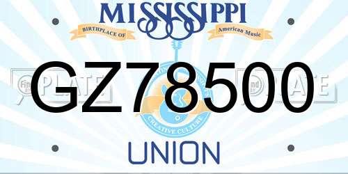 GZ78500 Mississippi License Plate