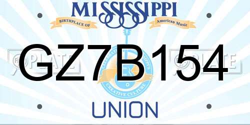 GZ7B154 Mississippi License Plate