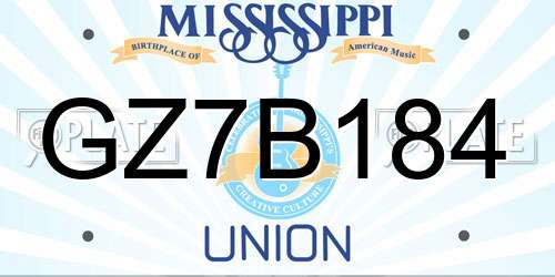 GZ7B184 Mississippi License Plate