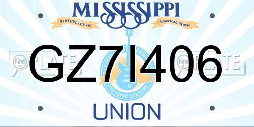 GZ7I406 Mississippi License Plate
