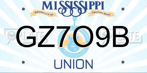 GZ7O9B Mississippi License Plate