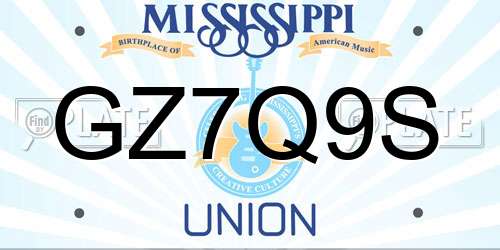 GZ7Q9S Mississippi License Plate