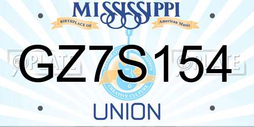 GZ7S154 Mississippi License Plate