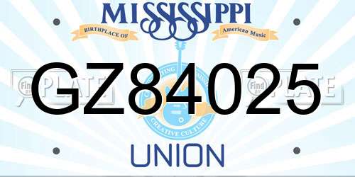 GZ84025 Mississippi License Plate