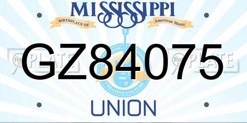 GZ84075 Mississippi License Plate