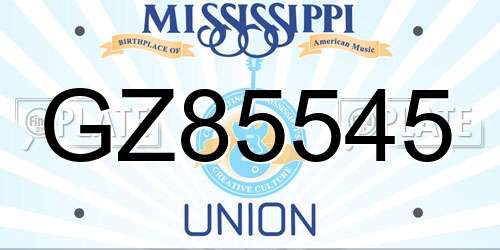 GZ85545 Mississippi License Plate
