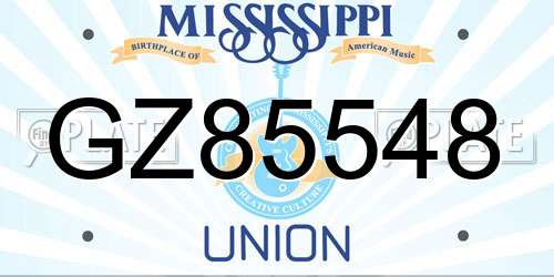 GZ85548 Mississippi License Plate